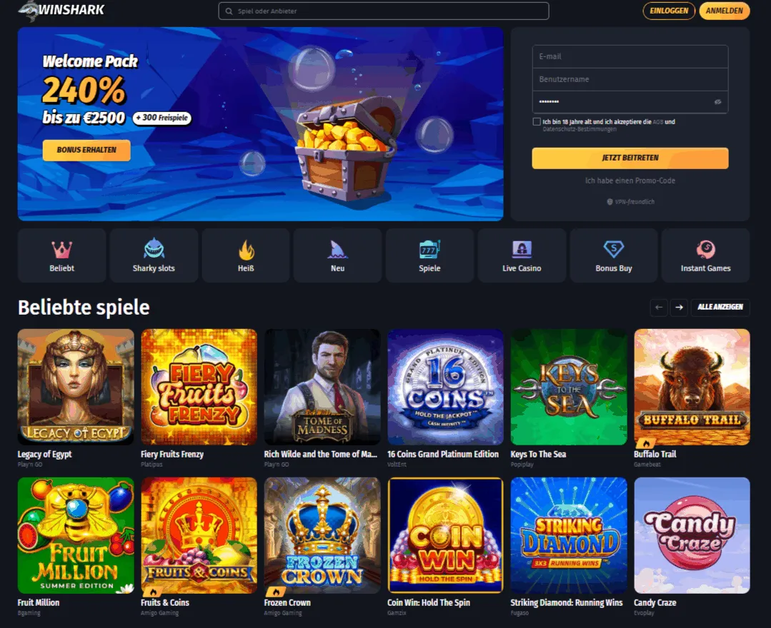 Winshark Casino Willkommensbonus Winshark Casino Startseite